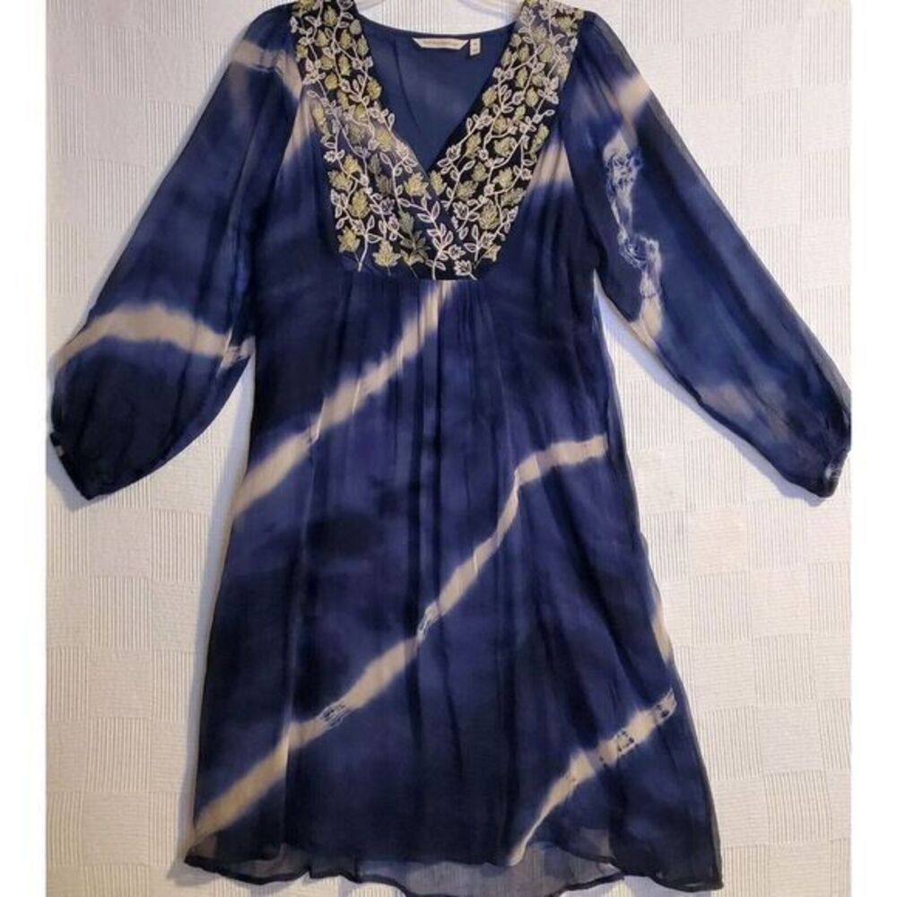 SOFT SURROUNDINGS Blue‎ Himalaya Dress Indigo Tie Dye  NWOT Petite Small